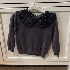 Zara Gray Sweater corduroy collar